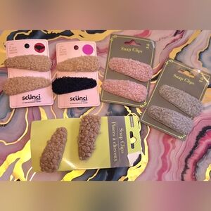 Teddy Fleece Snap Hair Clips - Pink, Tan, Black, Gray